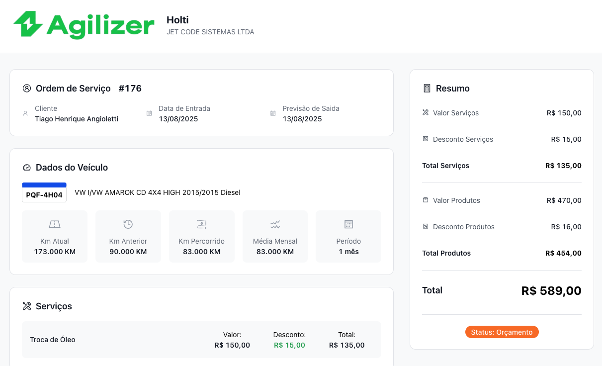 Mockup de Ordem de Serviço Digital