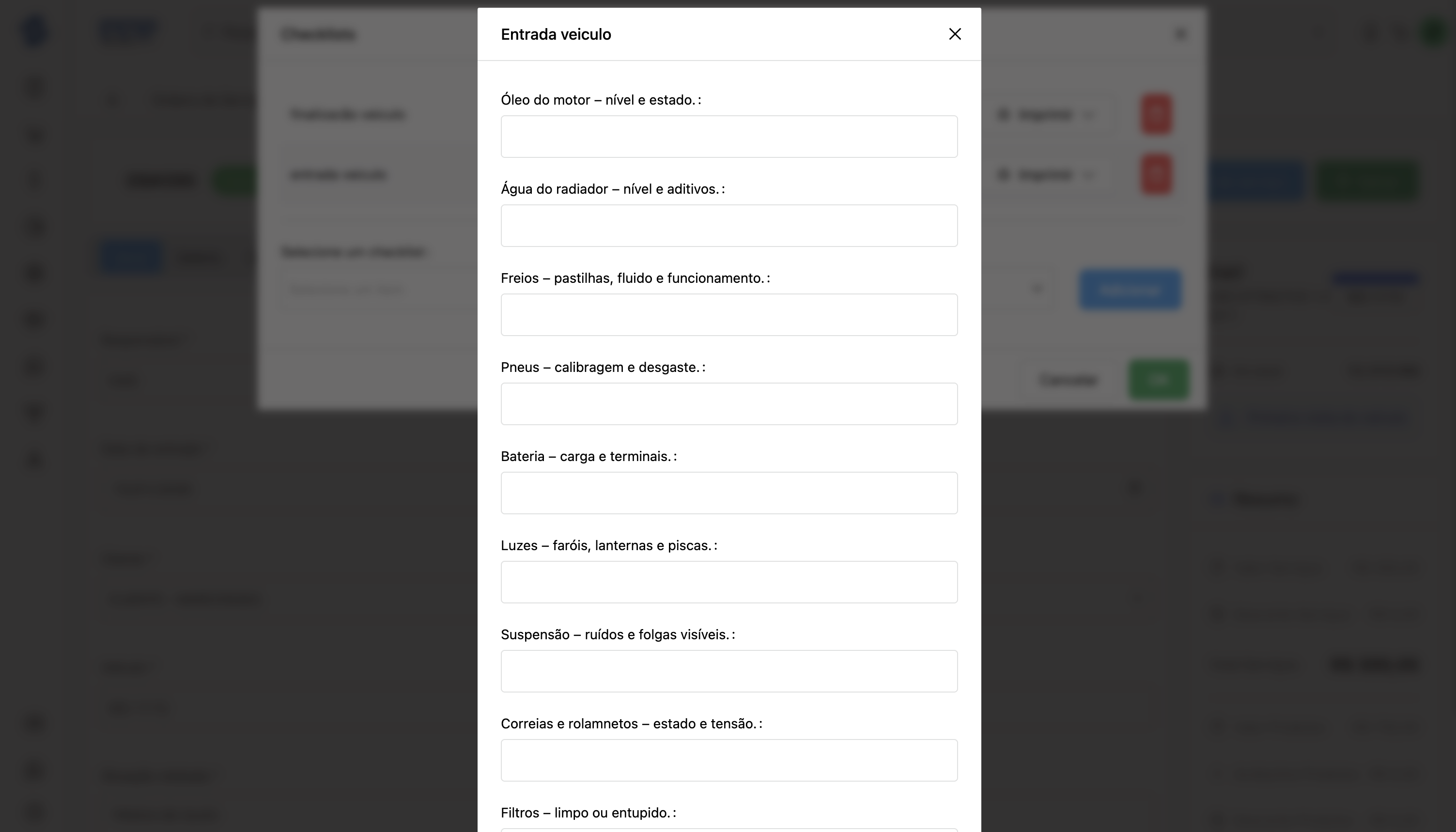Checklist Digital para vistoria de veículos em oficinas